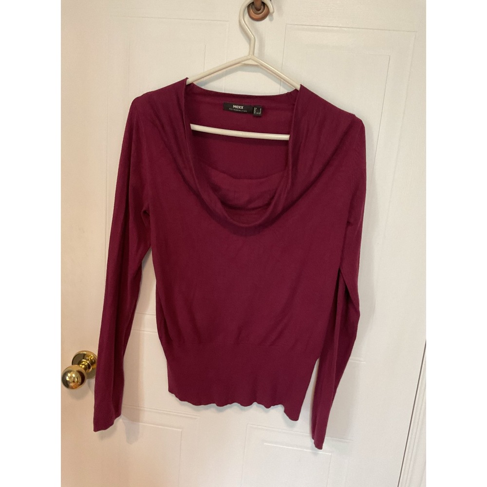 Mexx Sweater Womens Medium Burgundy Excellent Cowl Neck Long Sleeve Ribbed Hem